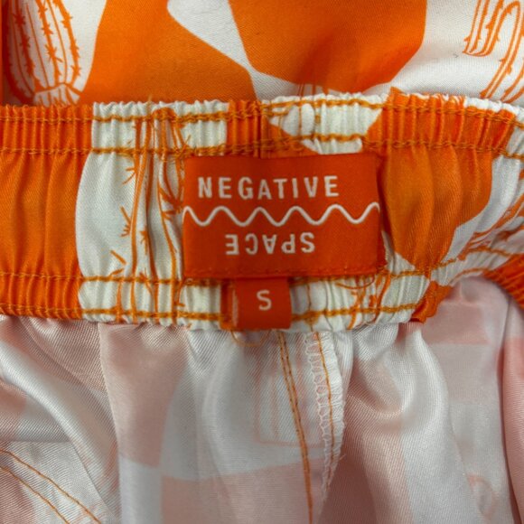 NEGATIVE SPACE Mens Short Sleeve Shirt Shorts Set Checked Cactus Orange White M - Picture 9 of 11